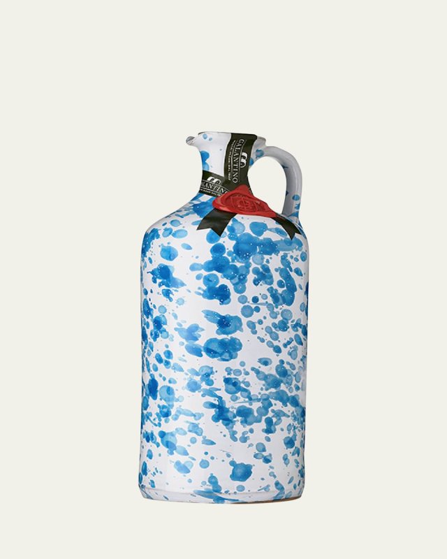 Hand-Painted Turquoise Ceramic Bottle with Extra Virgin Olive Oil